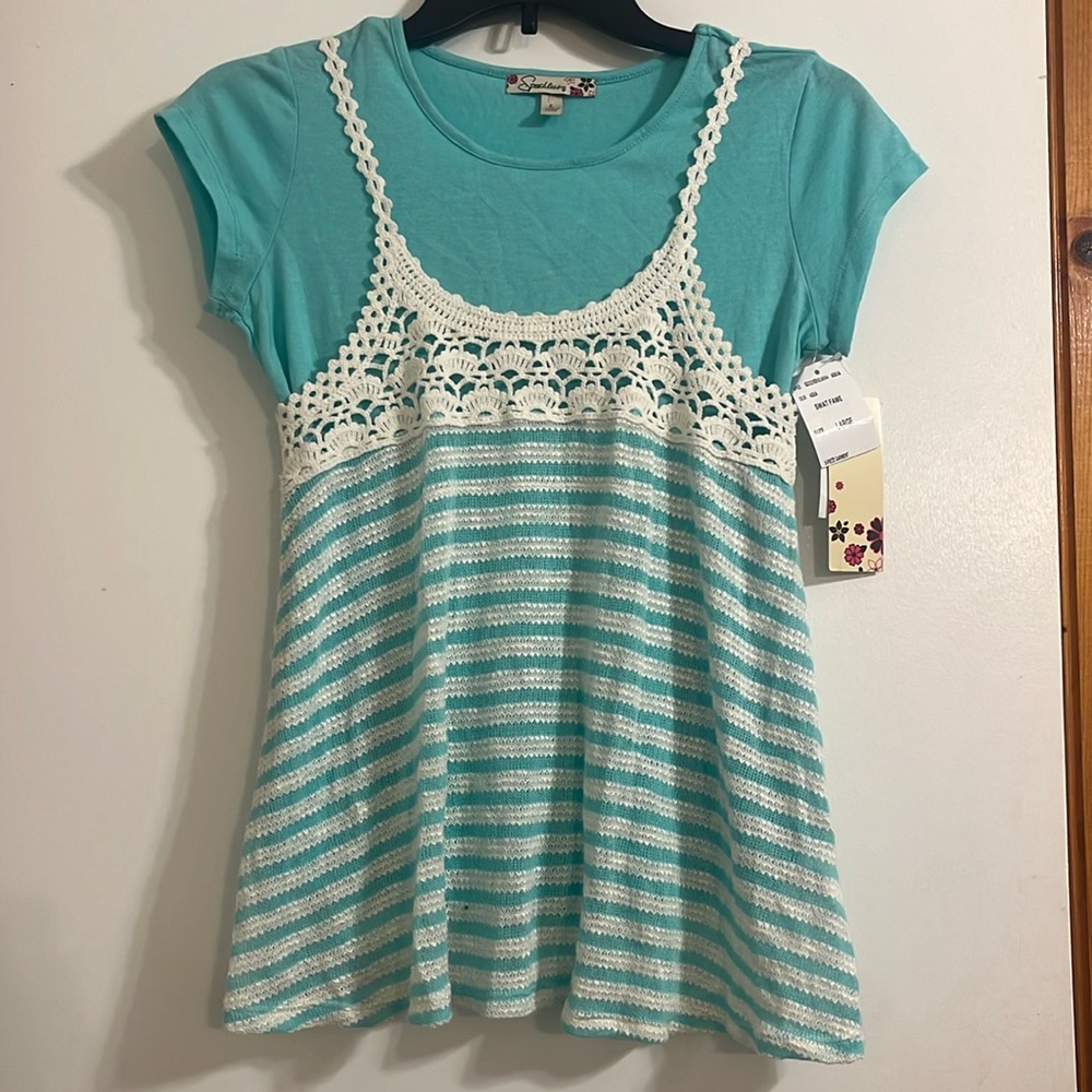 Speechless Girls 2 piece top set size Large color Aqua